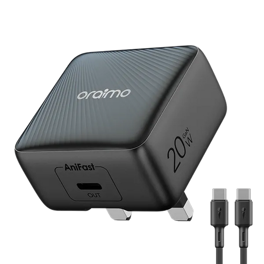 Kit chargeur mural oraimo PowerCube 20 Chic 20W GaN avec câble Type-C vers Type-C