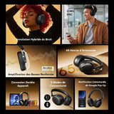 Casque supra-auriculaire sans fil hybride à réduction de bruit oraimo BoomPop N