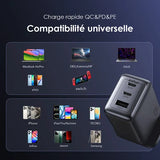 Kit chargeur mural GaN oraimo HyperGaN 65 65W avec câble CC 100W