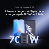Kit chargeur mural GaN oraimo HyperGaN 65 65W avec câble CC 100W