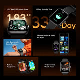 montre connectée oraimo Watch Nova 2, écran tactile incurvé AMOLED 2,01 pouces, IP68