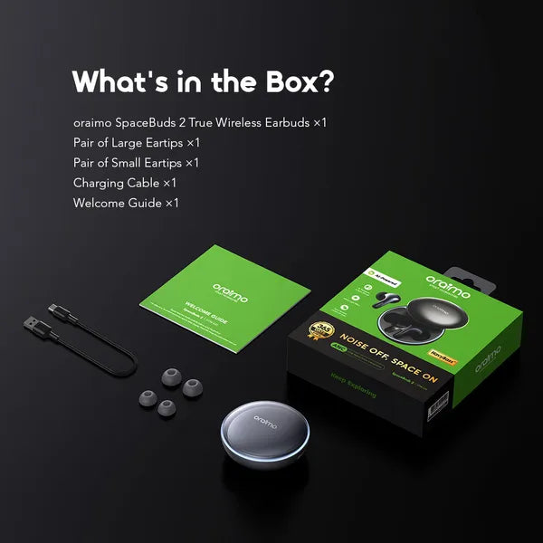 Écouteurs sans fil oraimo SpaceBuds 2 AI Smart avec 45 heures d'autonomie