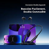Écouteurs intra-auriculaires oraimo Necklace 5 avec réduction de bruit de 30 dB et vibration lors des appels